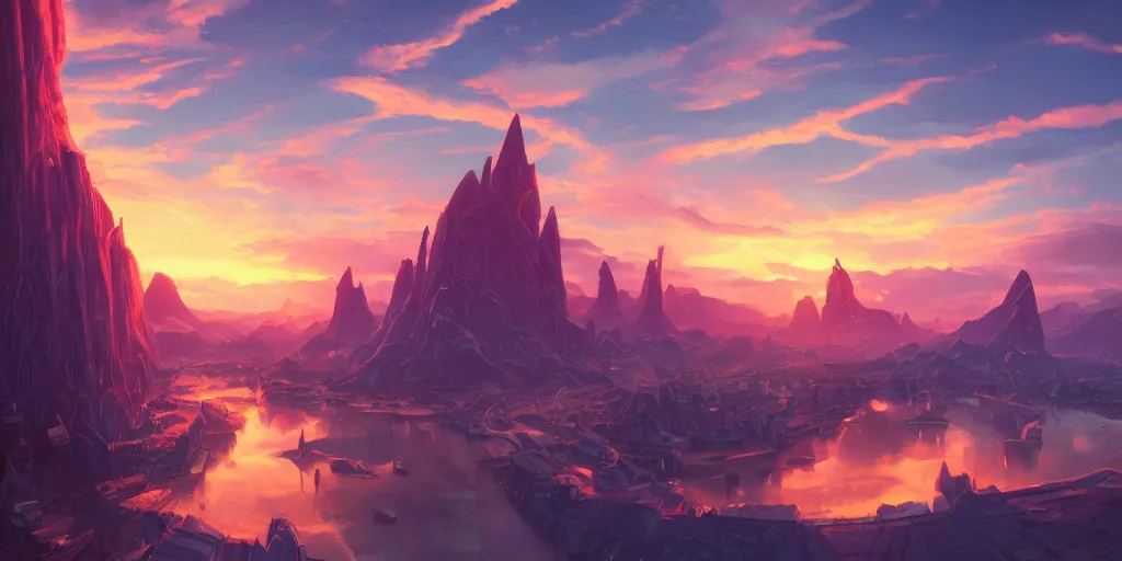 Image similar to The City of Asgard at sunset in the style of Sylvain Sarrailh, beautiful digital art, cinematic composition, detailed, concept art, Matt painting, oil painting, high res