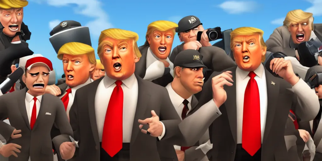 Image similar to donald trump in team fortress 2, game screenshot