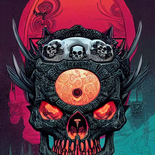 Image similar to skull samurai mask on hell by feng zhu and loish and laurie greasley, victo ngai, andreas rocha, john harris