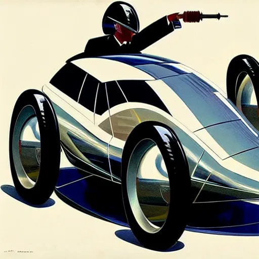 Prompt: concept art for a car with attached sidecar, painted by syd mead, high quality
