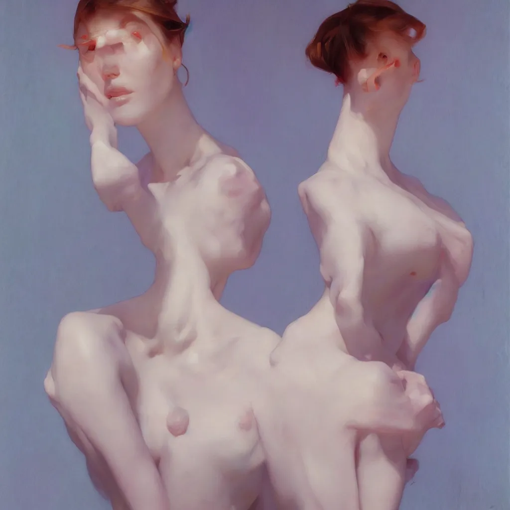 Image similar to yanjun cheng portrait of a beautiful futuristic android by norman rockwell, bouguereau