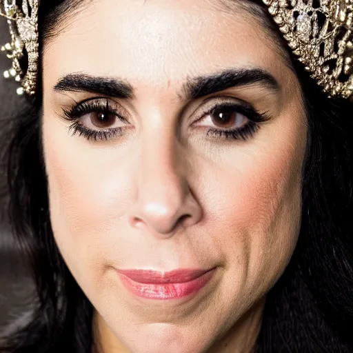 Image similar to portrait sarah silverman wearing a crown, 4 k, detailed