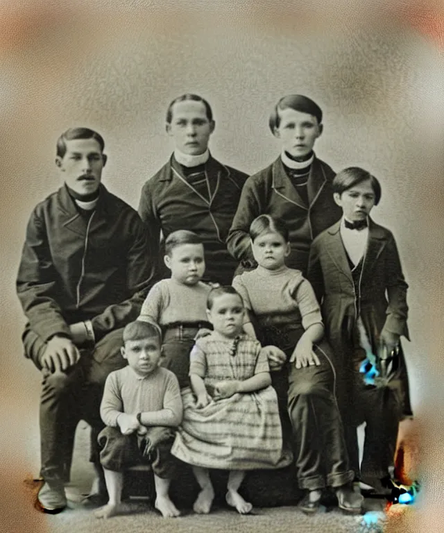 Image similar to an old photo of a family from the 1 9 th century