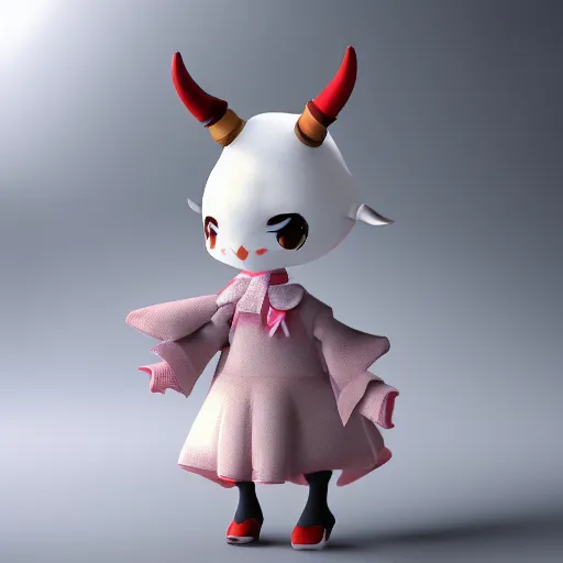 Image similar to cute fumo plush of a goat girl with horns, anime girl, artstation, vray