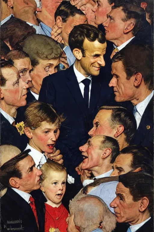 Prompt: Emmanuel Macron by Norman Rockwell