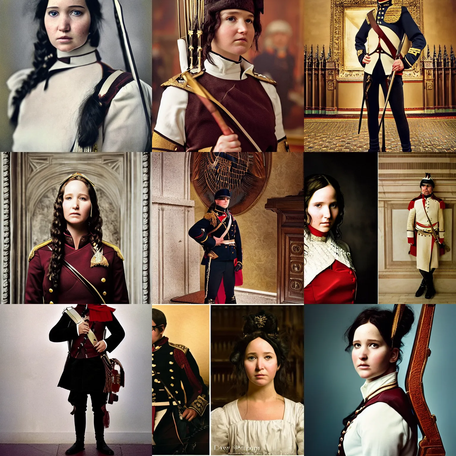 Prompt: portrait of ( ( ( ( ( ( ( ( ( ( katniss everdeen ) ) ) ) ) ) ) ) ) ) dressed as napoleon in parliament, natural light, sharp, detailed face, press, photo, steve mccurry, david lazar, canon, nikon, focus