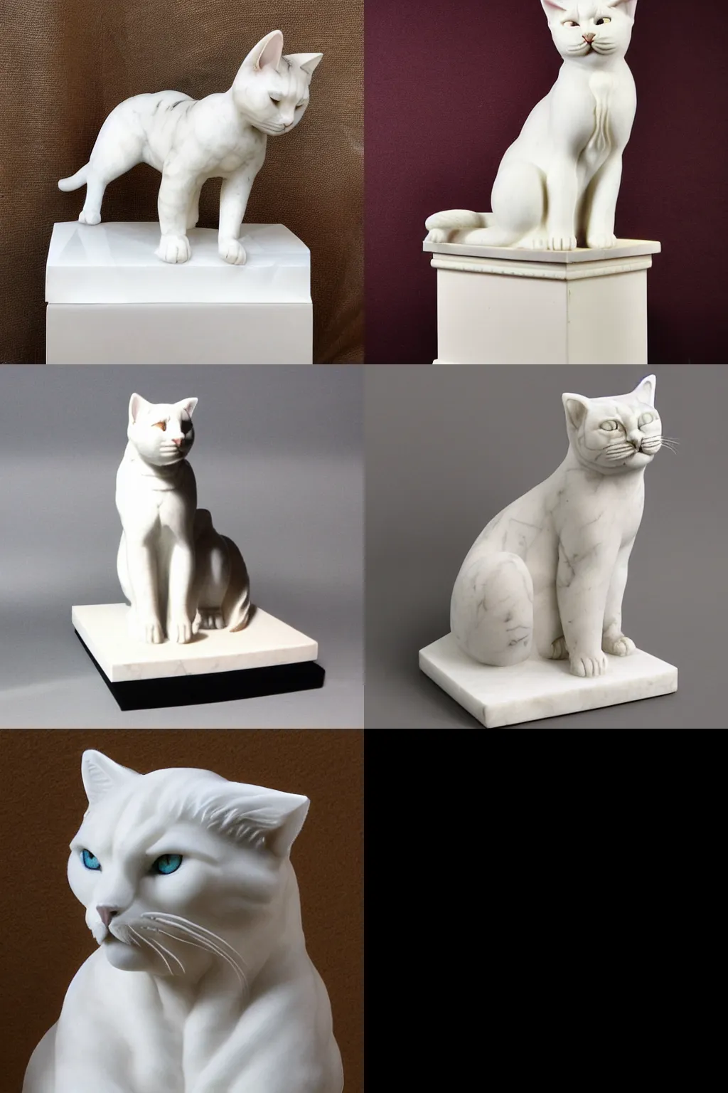 Prompt: A cat marble sculpture in neoclassical style