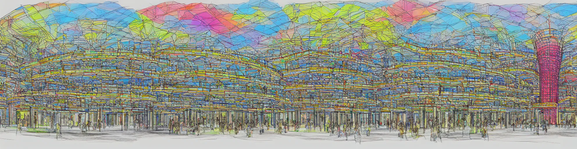 Image similar to Colorful architectural drawing of Palast der Republik - H 1000