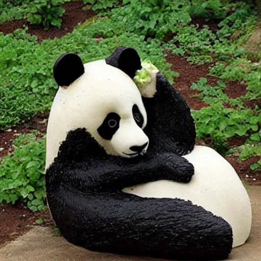 Prompt: watermelon sculpture of a panda