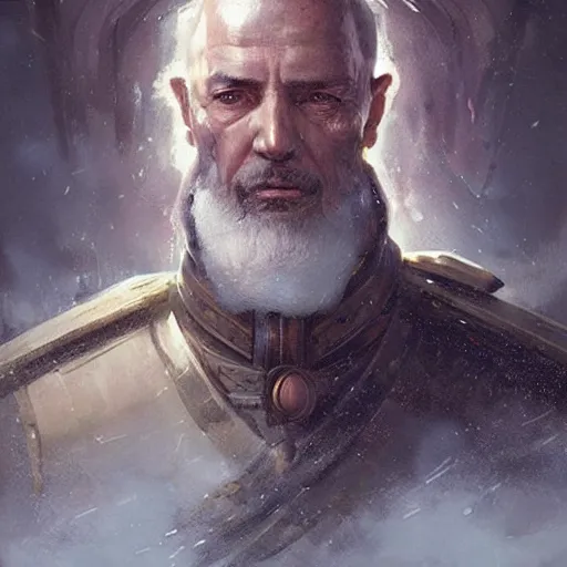 Prompt: Portrait of a middle aged admiral, detailed face, fantasy, highly detailed, cinematic lighting, digital art painting by greg rutkowski