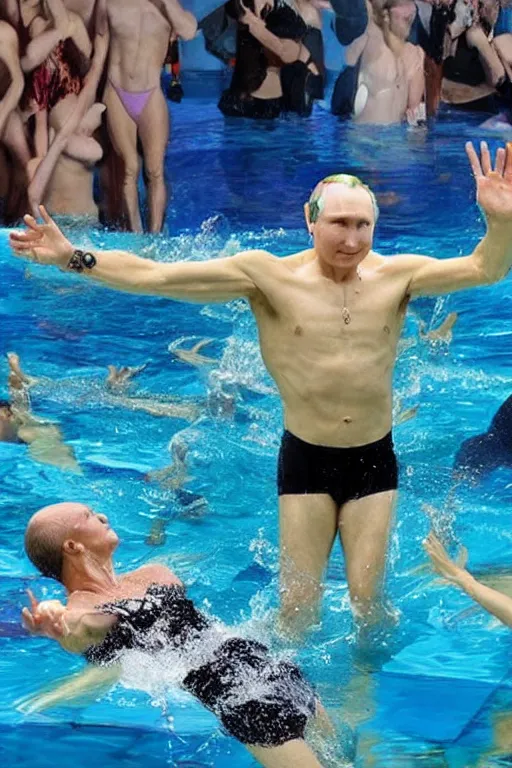 Prompt: Putin aquatic disco, hyper realistic photo, highly detailed