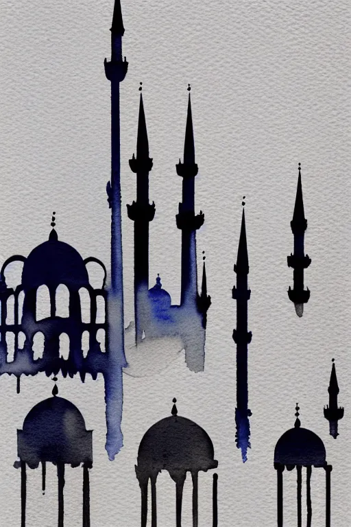 Image similar to minimalist watercolor splash ink art of istanbul