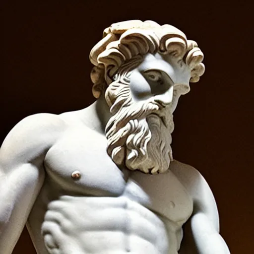 Image similar to Ancient Greek statue of Zeus looking angrily at his iPhone