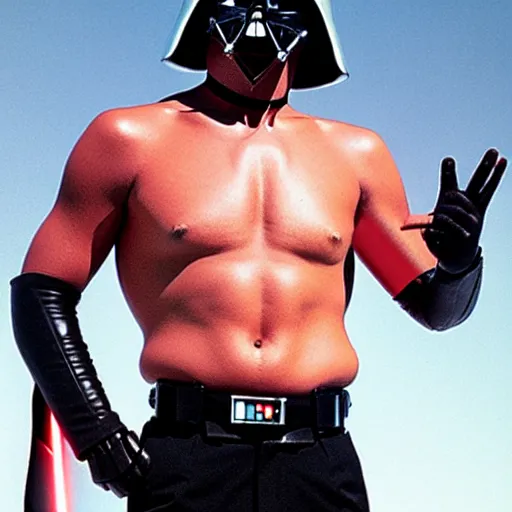 Image similar to darth vader showing masculine abs,