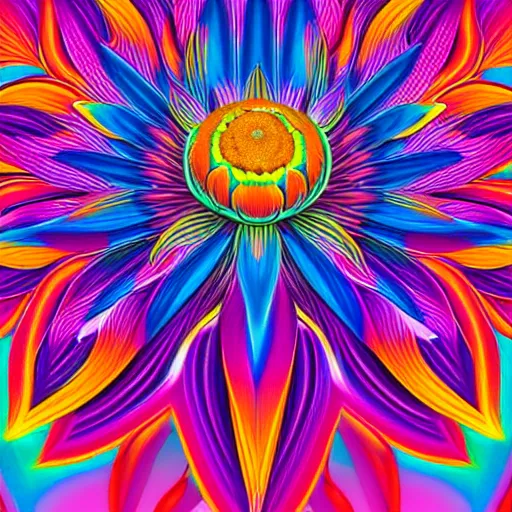 Prompt: psychedelic vector art illustration of a lotus flower by Lisa frank and Tim Hildebrandt, hyper realism, art deco, intricate, elegant, highly detailed, octane render, artstation, smooth, sharp focus -