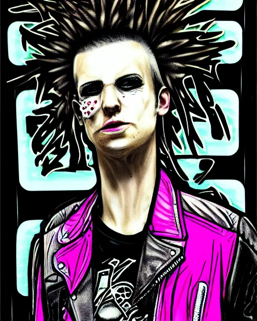 Prompt: glitchcore punk rocker portrait