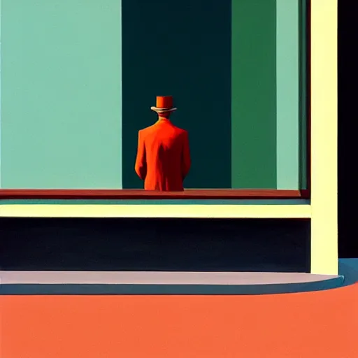 Image similar to painting of an invisible man, by edward hopper and james gilleard