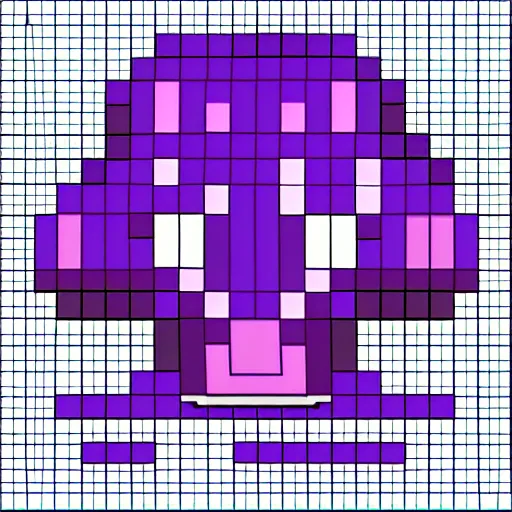 Prompt: 8-bit pixel art of a cute purple goo monster