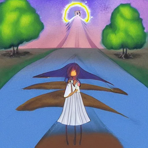 Prompt: a sad tale about a girl and her god rays.