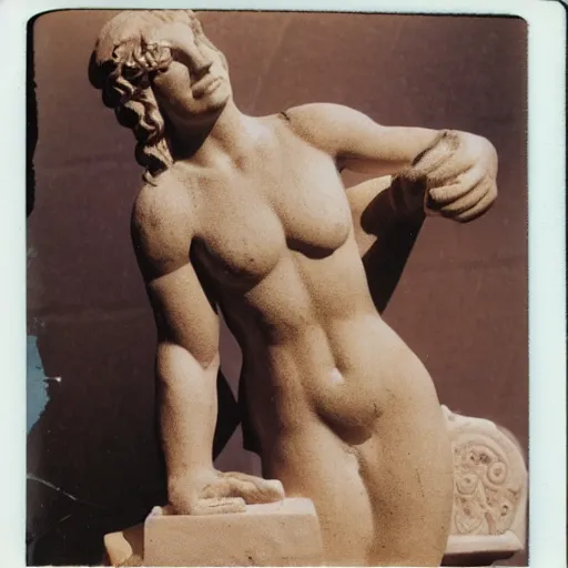 Prompt: Polaroid photo of fragmented greek sculpture of Disney's Ariel