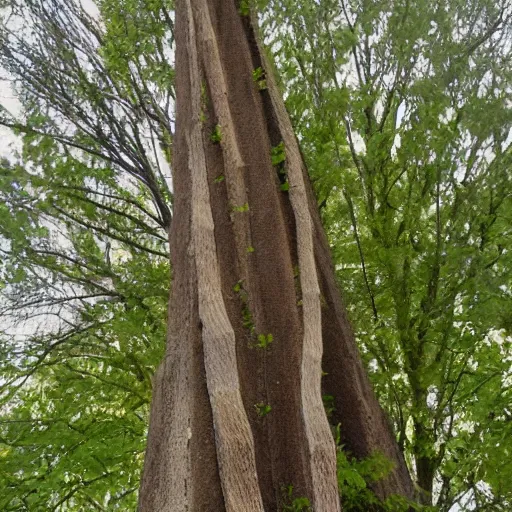 Prompt: tree trunks growing and spiraling around one another, leading high into the sky, 8 k