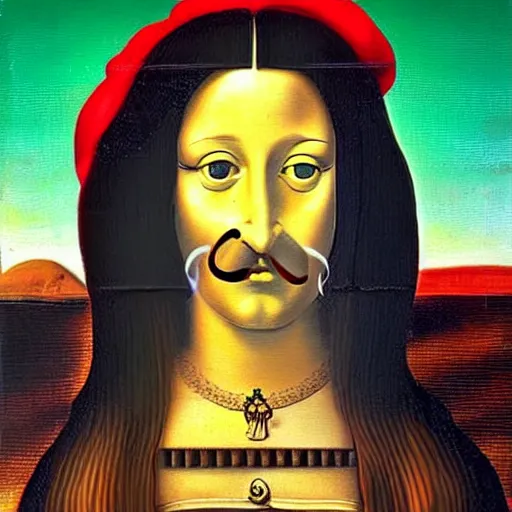 Image similar to portrait painting of the monalisa in the style of salvador dali, in the style of salvador dali, in the style of salvador dali, in the style of salvador dali, in the style of salvador dali, in the style of salvador dali