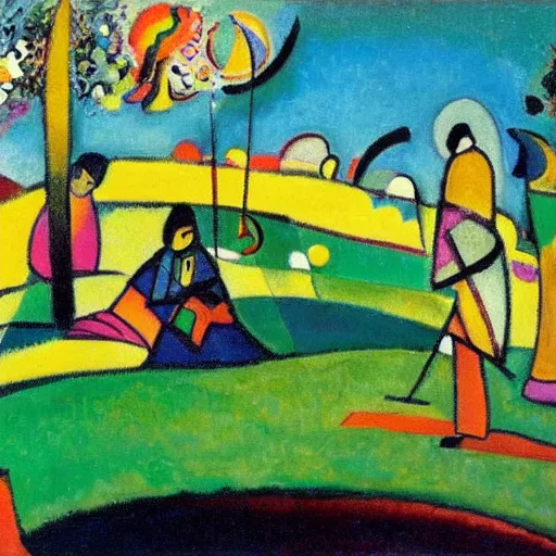 Prompt: a day on the green by kandinsky