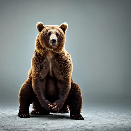 Prompt: a brown bear, studio lighting, award - winning photography