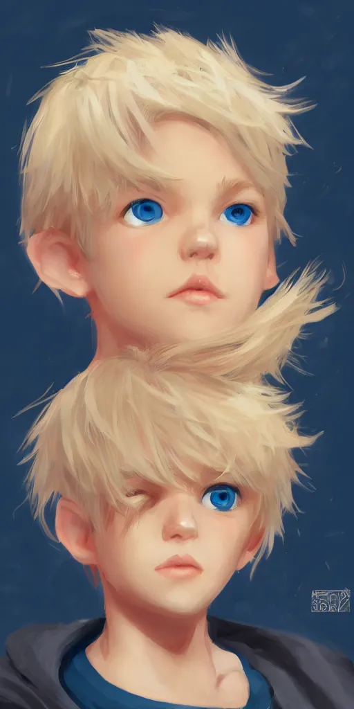 Prompt: A boy with blonde hair and blue eyes, cute, sexy, NFT art, high art, artstation, digital art