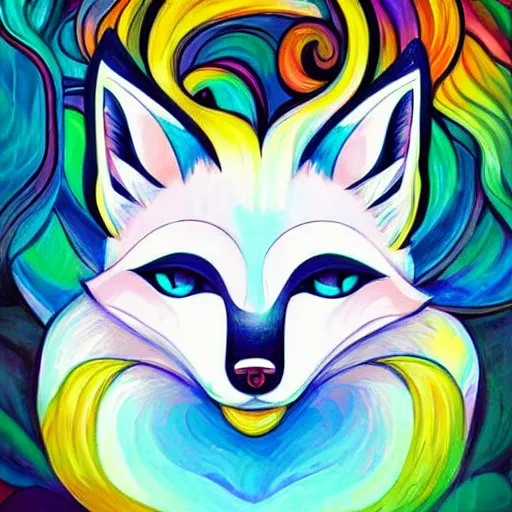 Image similar to White cyber fox beautiful artwork by Jeremiah Ketner