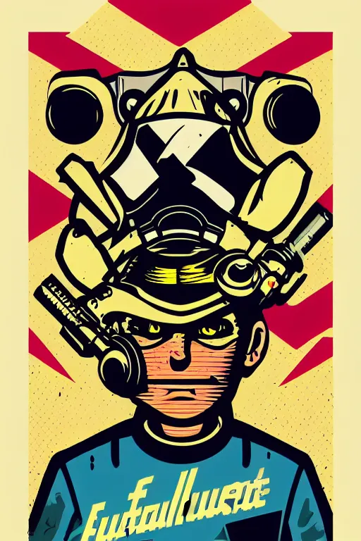 Image similar to fallout 7 6 retro futurist illustration art by butcher billy, sticker, colorful, illustration, highly detailed, simple, smooth and clean vector curves, no jagged lines, vector art, smooth andy warhol style