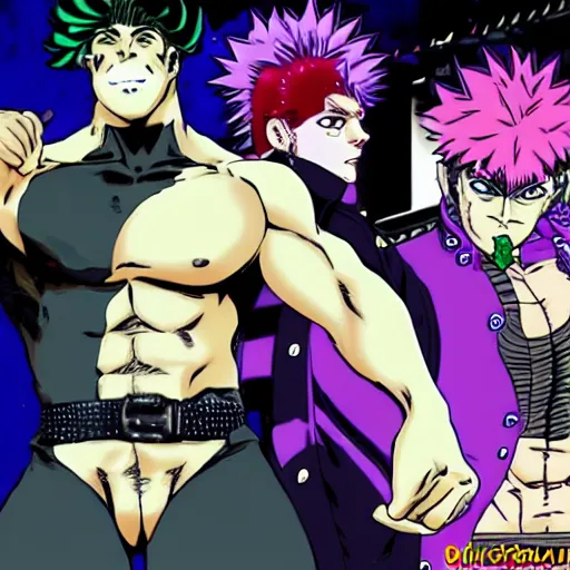 Image similar to gachimuchi in JoJo's bizarre adventure anime style