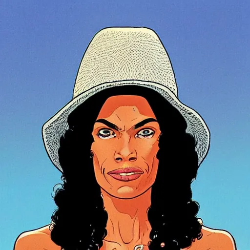 Image similar to rosario dawson retro minimalist portrait by jean giraud, moebius starwatcher comic, 8 k