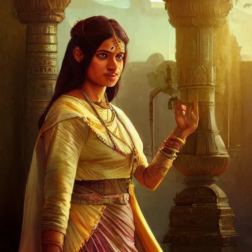 Image similar to indian doctor as a game of thrones character, highly detailed digital painting, artstation, concept art, smooth, sharp focus, illustration, art by artgerm and greg rutkowski and alphonse mucha