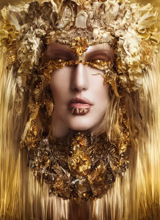 Prompt: expressive full body photo of the blond princess, dress made of peaches, glamour shot, by karol bak, stefan gesell, photorealistic, nikon d 4 x, fashion photography, hyper maximalist, elegant, ornate, luxury, elite, environmental portrait, symmetrical features, octane render, unreal engine, solid dark grey background, dramatic lights