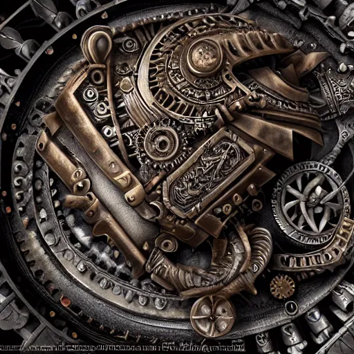 Image similar to A steampunk ornate wolf made of engraved full plate armor and gears, Macro shot by Justin Gerard, unreal engine, physically based rendering