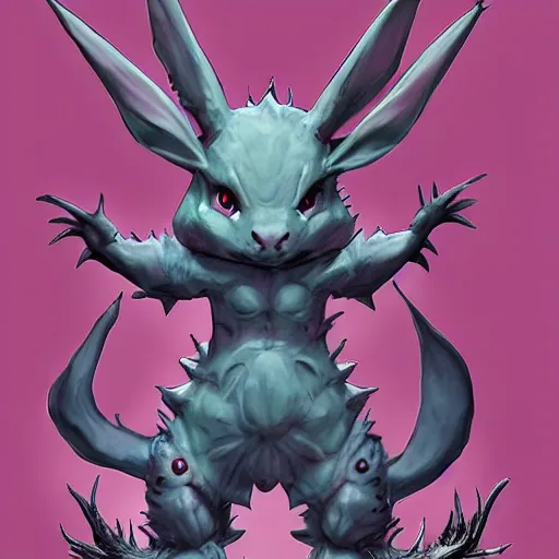 Prompt: Nidoran Female in style of Bloodborne. Concept art, cosmic horror, body horror, ArtStation.