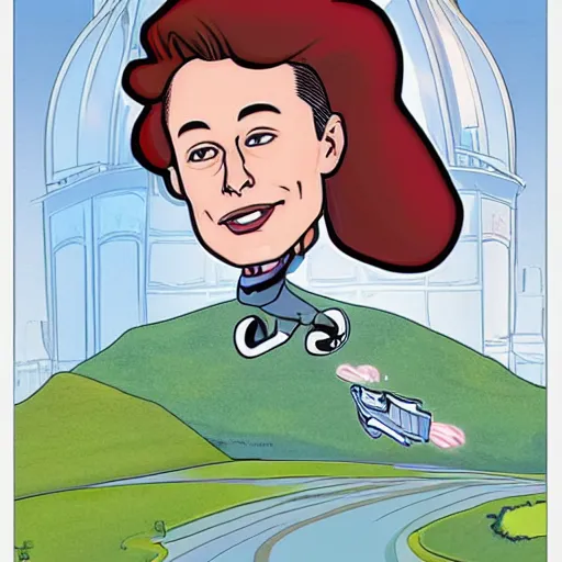 Image similar to elon musk as a cartoon disney princess