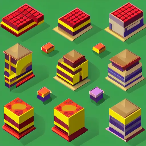 Prompt: isometric tileset pack, png