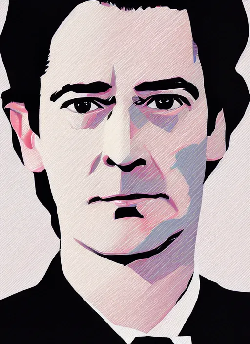 Prompt: portrait of kyle maclachlan as dale cooper by tatsuro kiuchi