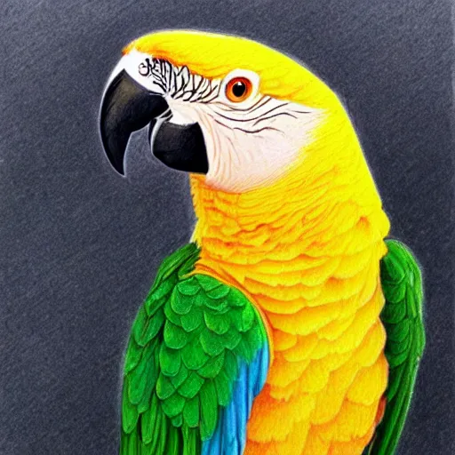 Image similar to a beautiful color pencil drawing of a parrot by chuppy lim, coloring book, colorful, smooth lines, artstation, 8K, very detailed