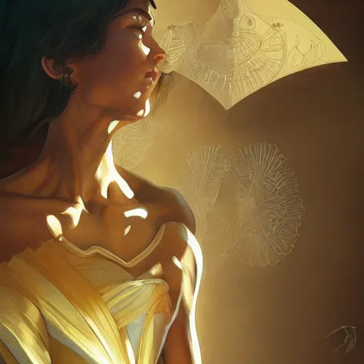 Image similar to Sandman with a gold suit, portrait, intricate, elegant, highly detailed, digital painting, artstation, concept art, smooth, sharp focus, illustration, art by artgerm and greg rutkowski and alphonse mucha