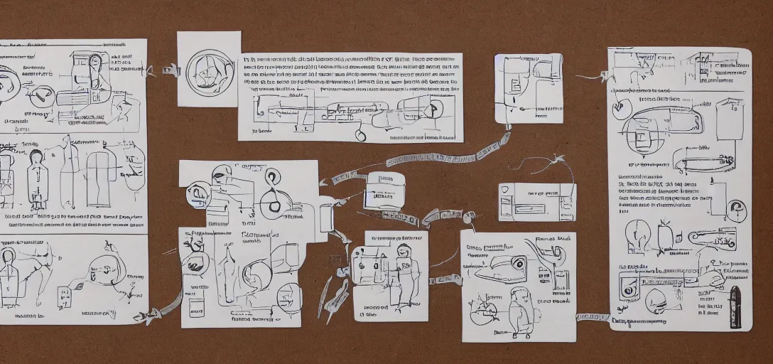 Image similar to Extremely complex instruction manual for a sock puppet, with numerous detailed schematic diagrams.