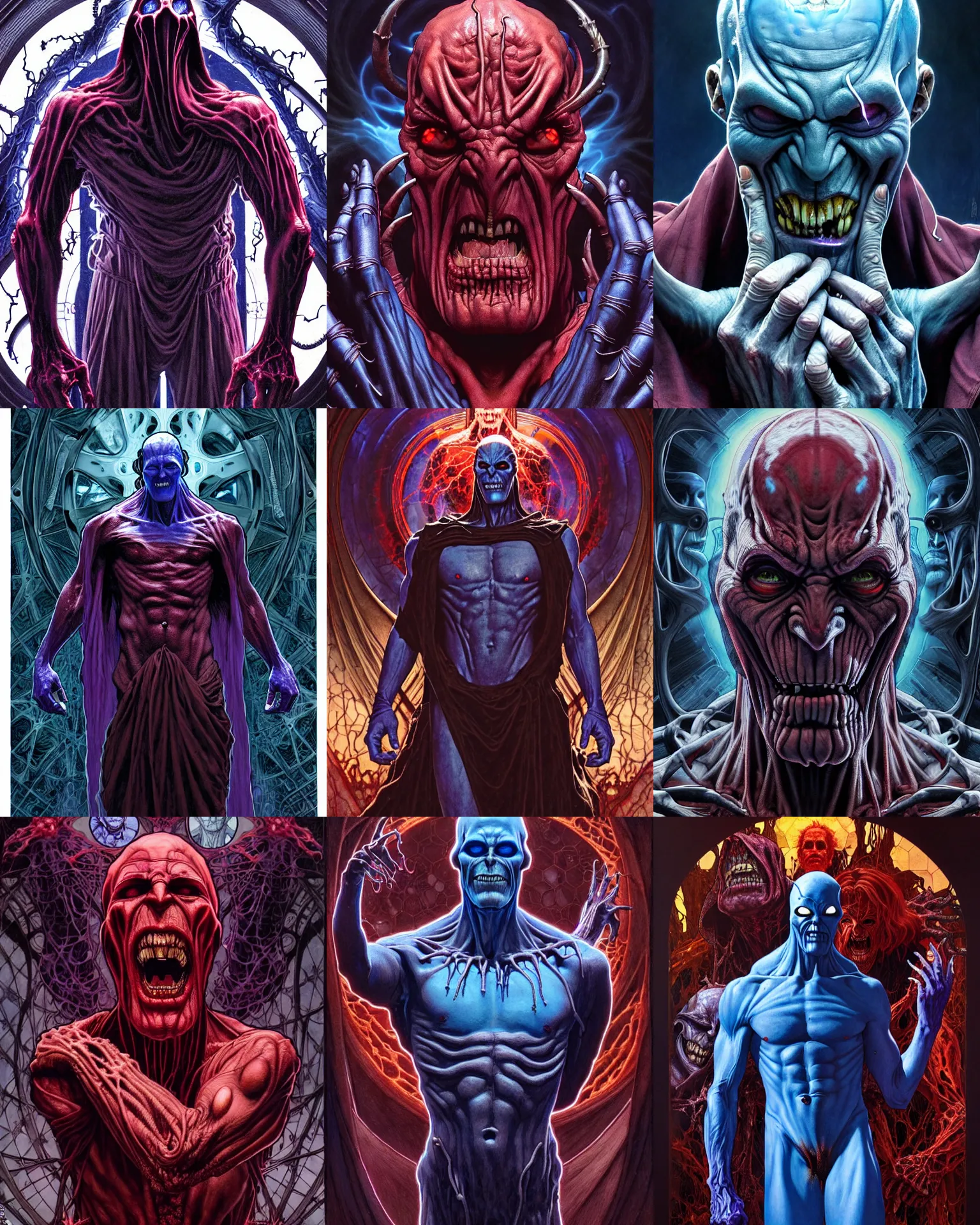 Prompt: the platonic ideal of i saw the devil of cletus kasady ultimate carnage thanos dementor doctor manhattan chtulu nazgul, detailed, intricate, hyperrealism, intense, scary, decay, dmt, art by brock hofer and artgerm and greg rutkowski and alphonse mucha