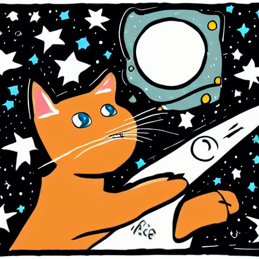 Image similar to space cat cartoon highly detailed, smooth, sharp focus