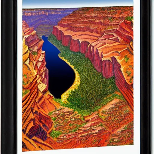 Prompt: masterpiece grand canyon by Escher and O'Keefe, highly detailed, pastels