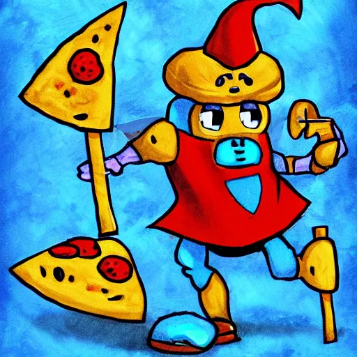 Prompt: shovel knight!!!!!! at his pizza party birthday pepperoni!! by alessandro allori