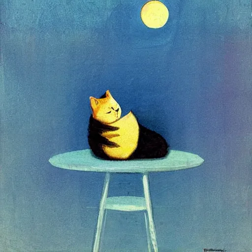 Image similar to “ a cat sitting on the moon made of cheese, bright color, by coby whitmore ”