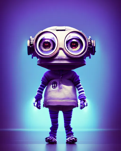 Prompt: a tiny cute cyberpunk monster with goggles cables cords buttons big eyes smiling waving, back view, isometric 3 d, ultra hd, character design by mark ryden pixar hayao miyazaki, unreal 5, daz, hyperrealistic, octane render, cosplay, rpg portrait, dynamic lighting, intricate detail, summer vibrancy, cinematic, symmetrically isometrically centered