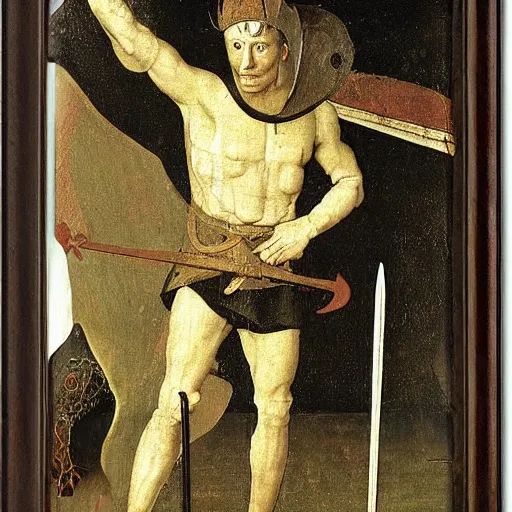 Image similar to julius caesar with wings and sword by hieronymus bosch